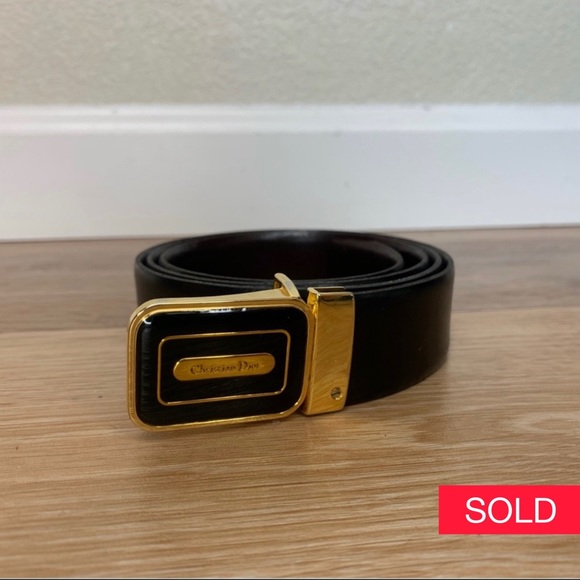 Dior Accessories - Christian Dior Vintage Size 34 Black Leather Belt